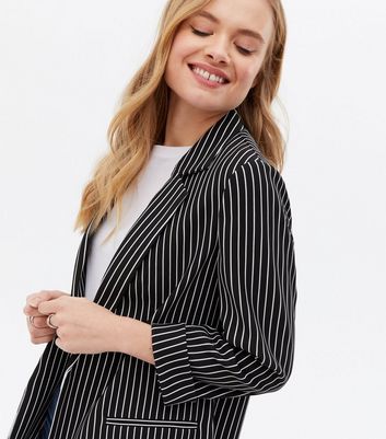 Black striped blazer womens sale