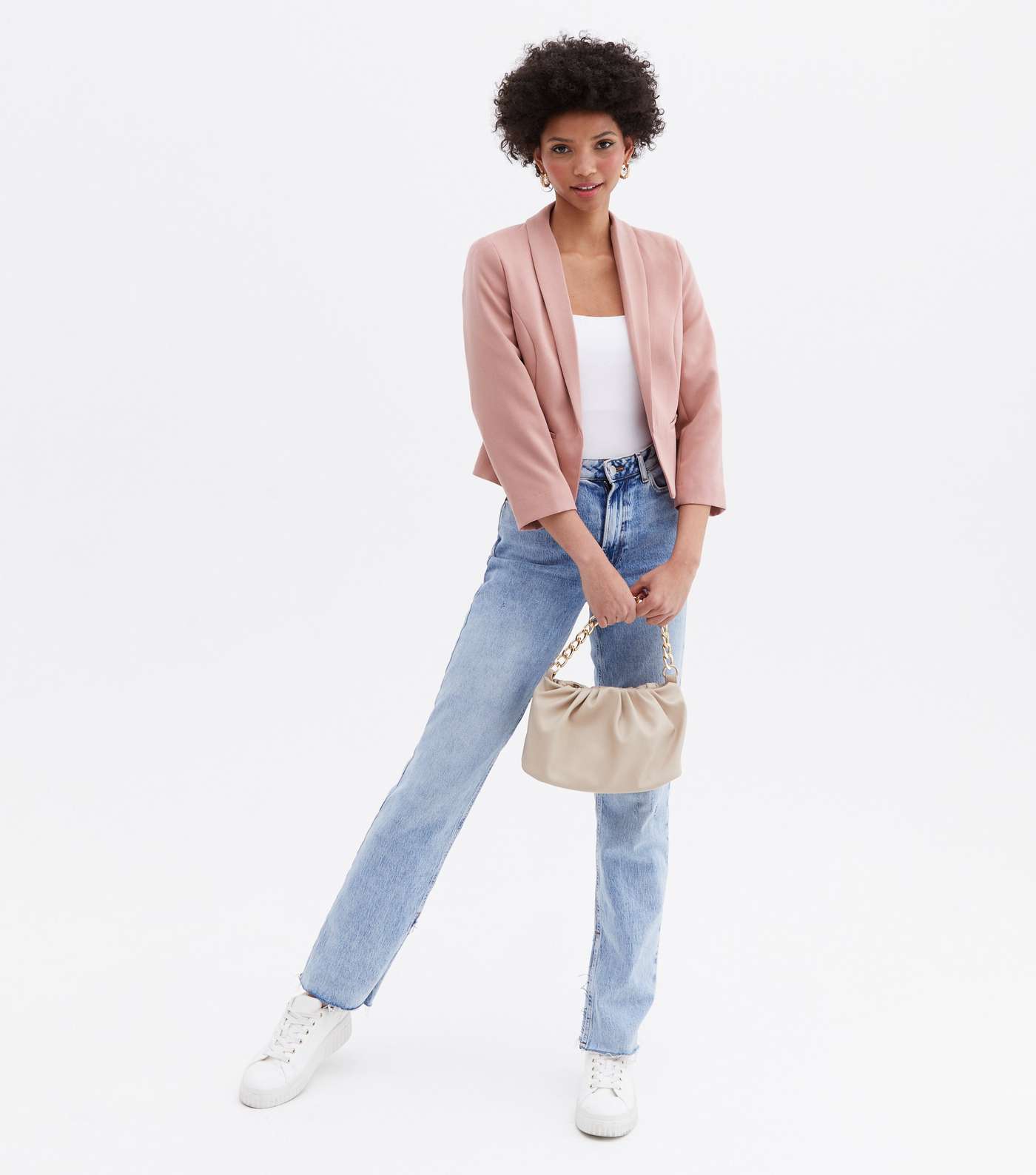 Mid Pink Crop Long Sleeve Blazer Image 2