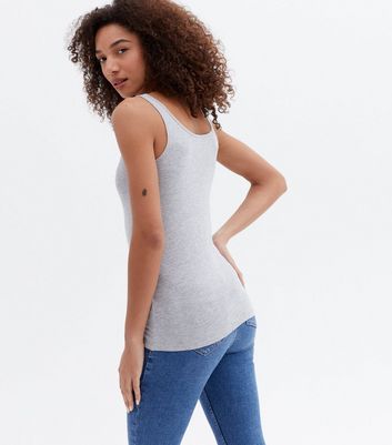 Click to view product details and reviews for Grey Jersey Scoop Neck Vest New Look.