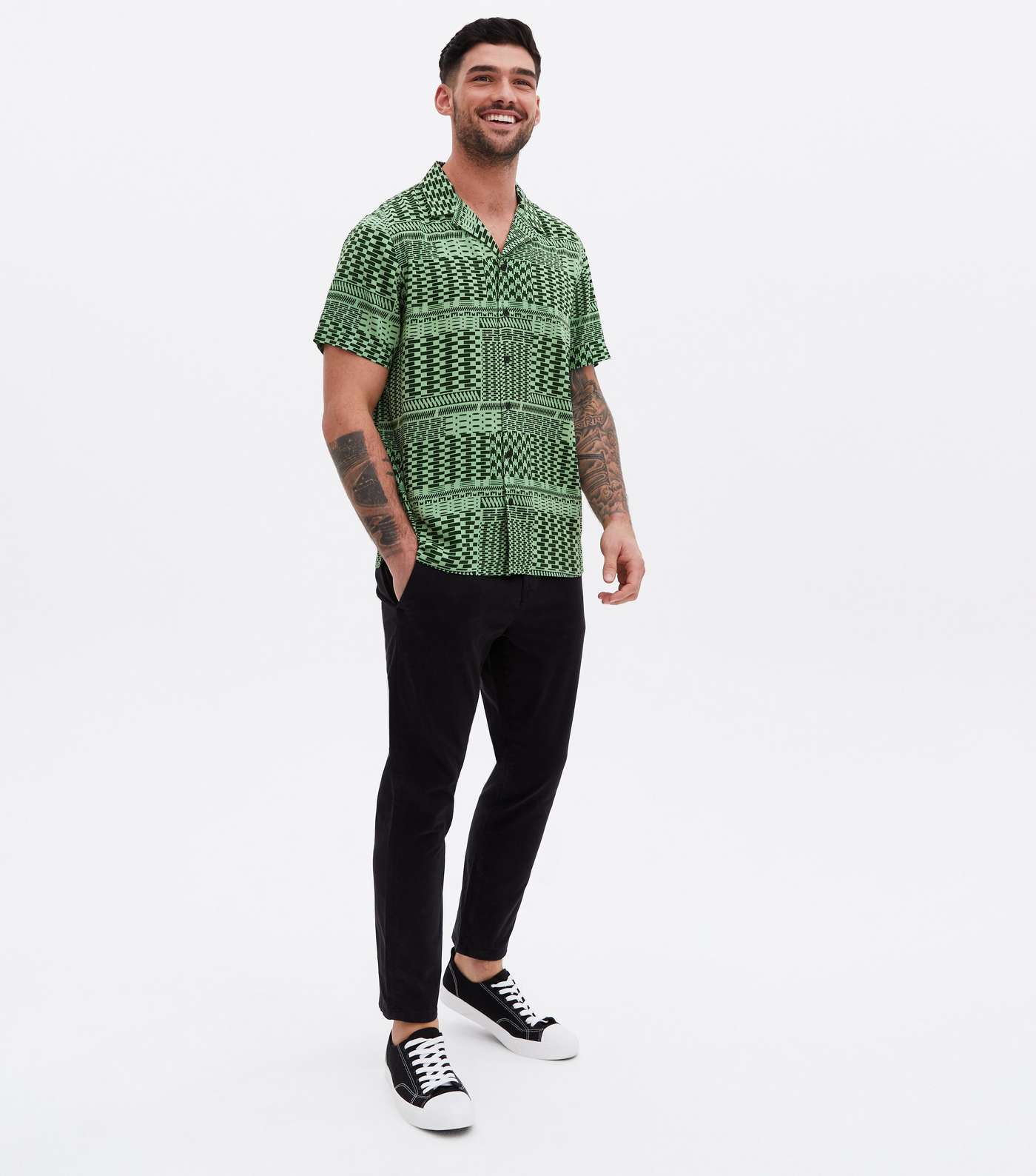 Green Checkerboard Short Sleeve Shirt Image 2