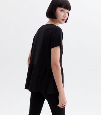 Click to view product details and reviews for Black Short Sleeve Peplum T Shirt New Look.