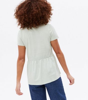 Damen Bekleidung Light Green Short Sleeve Peplum T-Shirt