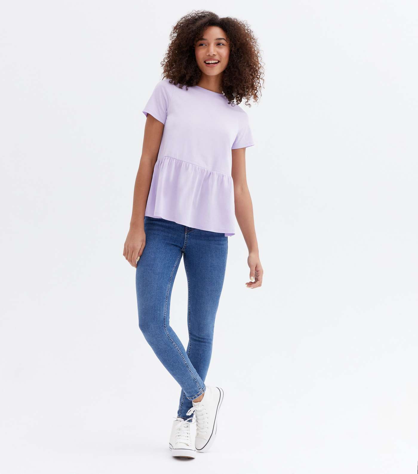 Lilac Short Sleeve Peplum T-Shirt Image 2