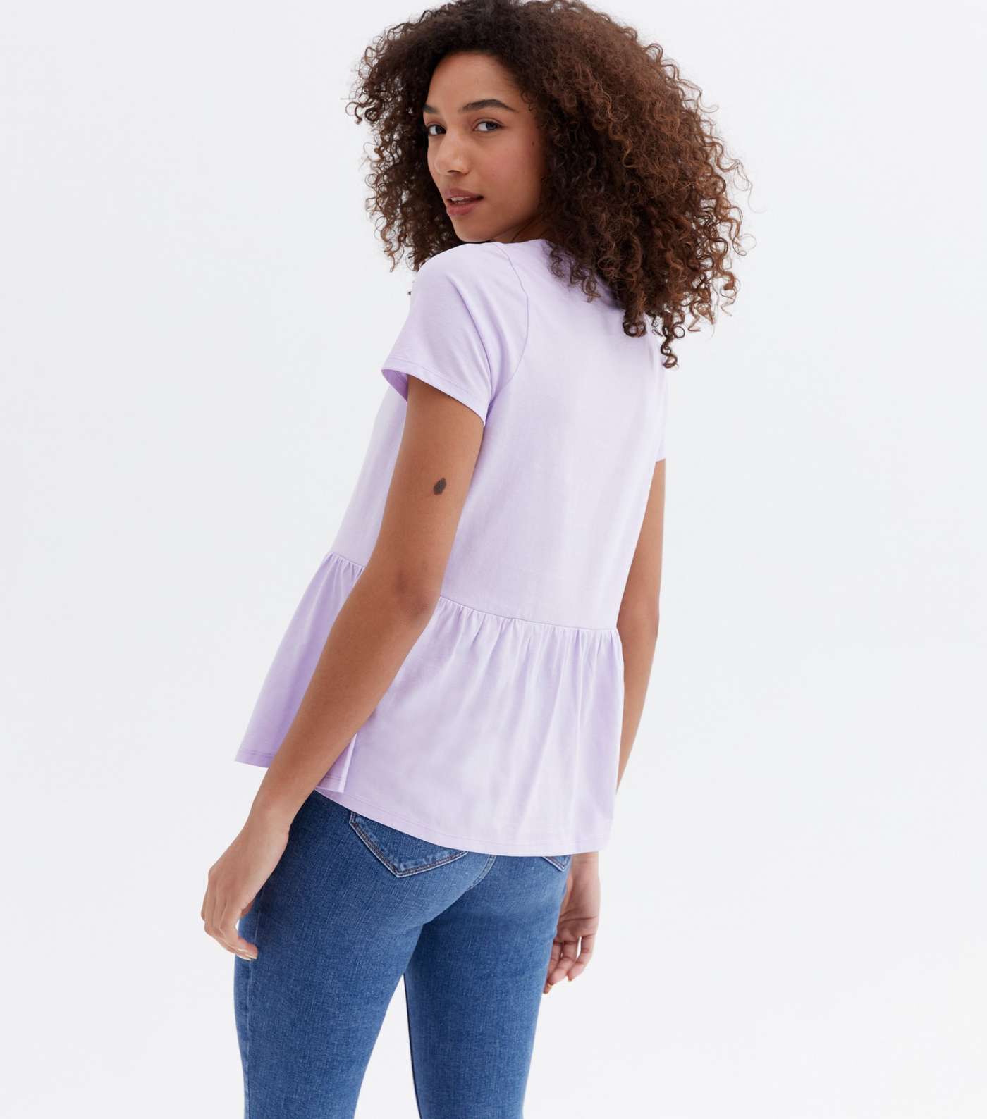Lilac Short Sleeve Peplum T-Shirt Image 4