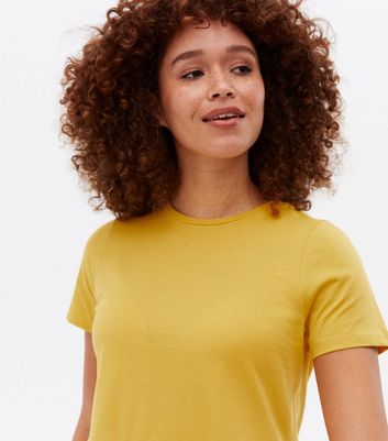 Mustard Short Sleeve Peplum T Shirt New Look