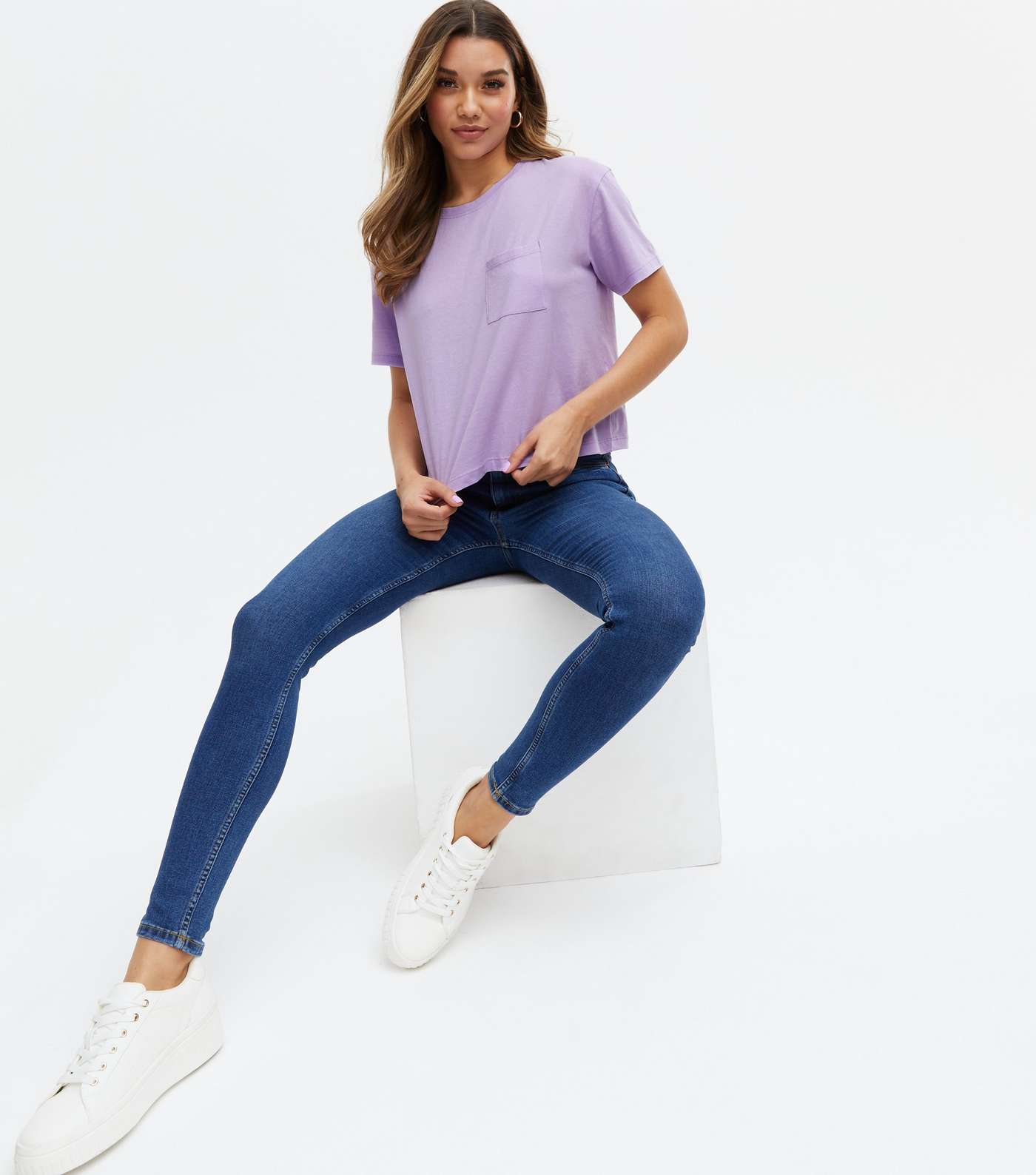 Lilac Short Sleeve Boxy T-Shirt Image 2