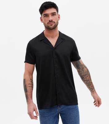Black Satin Short Sleeve Shirt