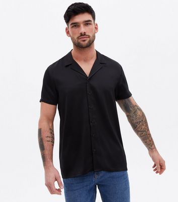 Satin short sleeve hot sale shirt mens