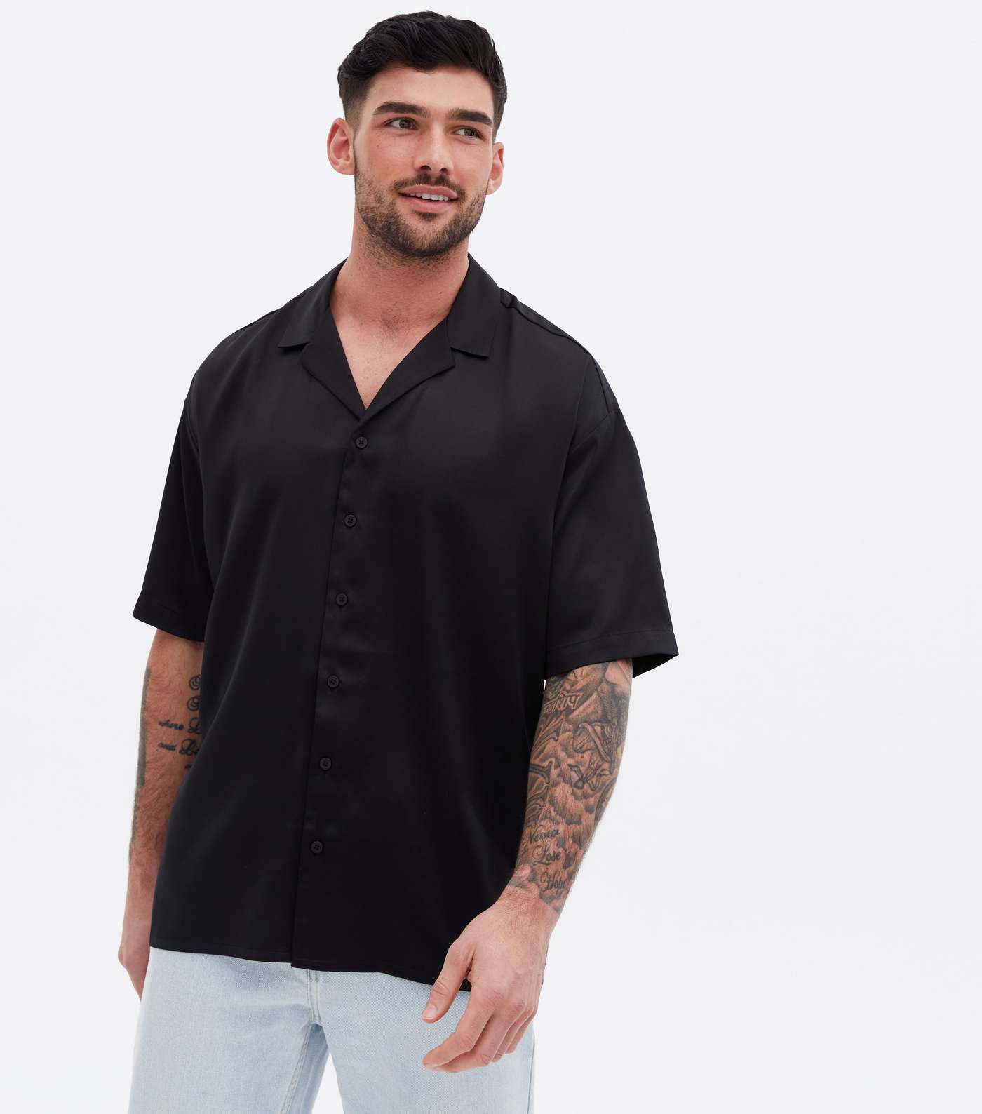 Black Satin Oversized Shirt