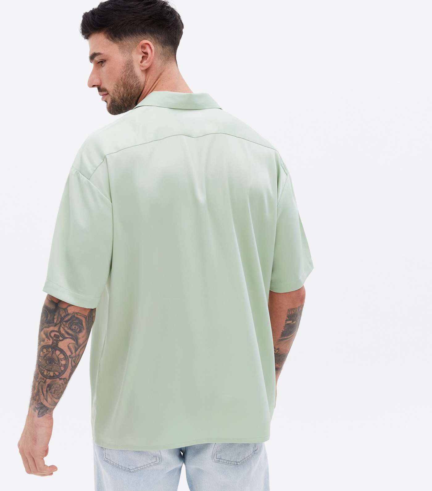Light Green Satin Oversized Shirt Image 4