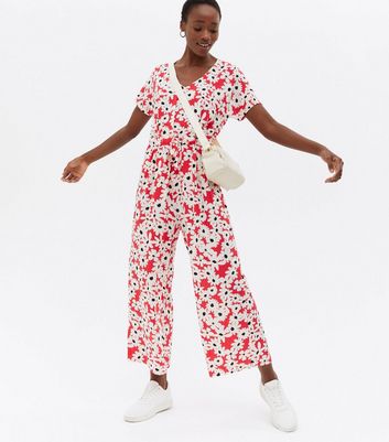 H&m red floral jumpsuit sale