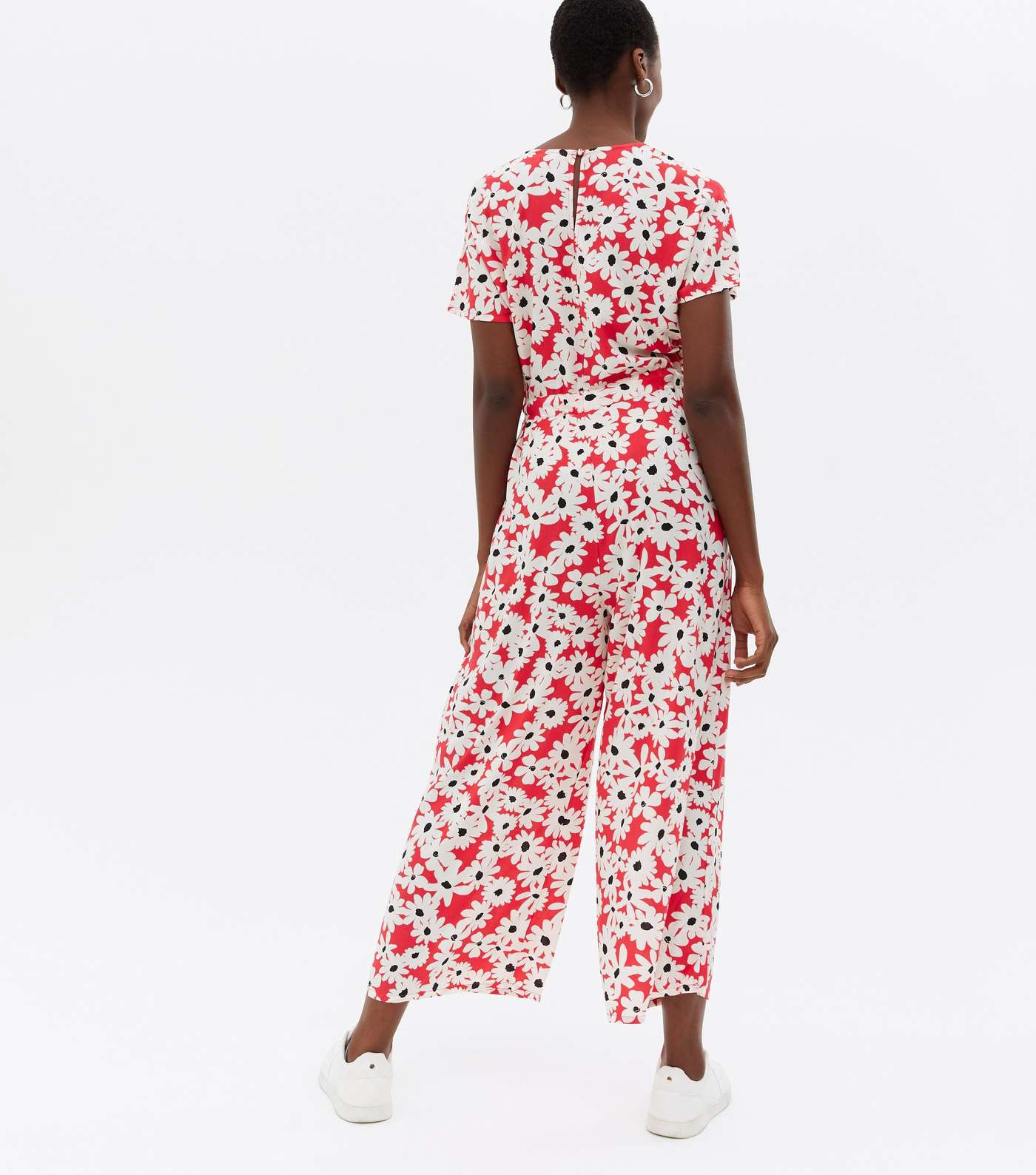 Tall Red Floral Crop Wide Leg Jumpsuit Image 4