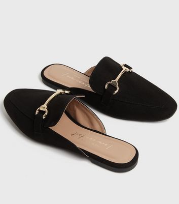 Black Suedette Metal Trim Mules New Look Vegan