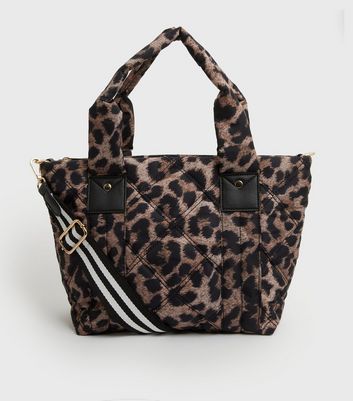 shop for Brown Leopard Print Tote Bag New Look at Shopo