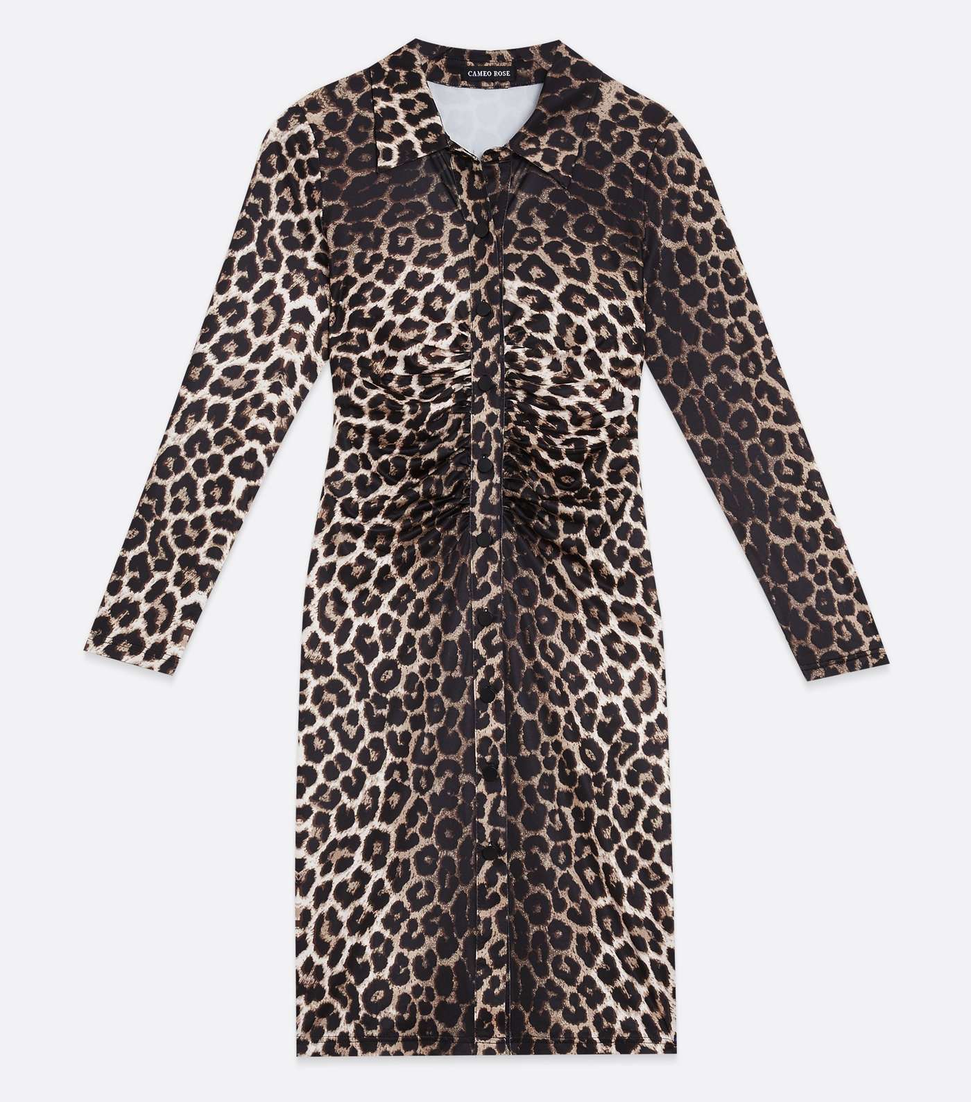 Cameo Rose Brown Leopard Print Collared Mini Dress Image 5