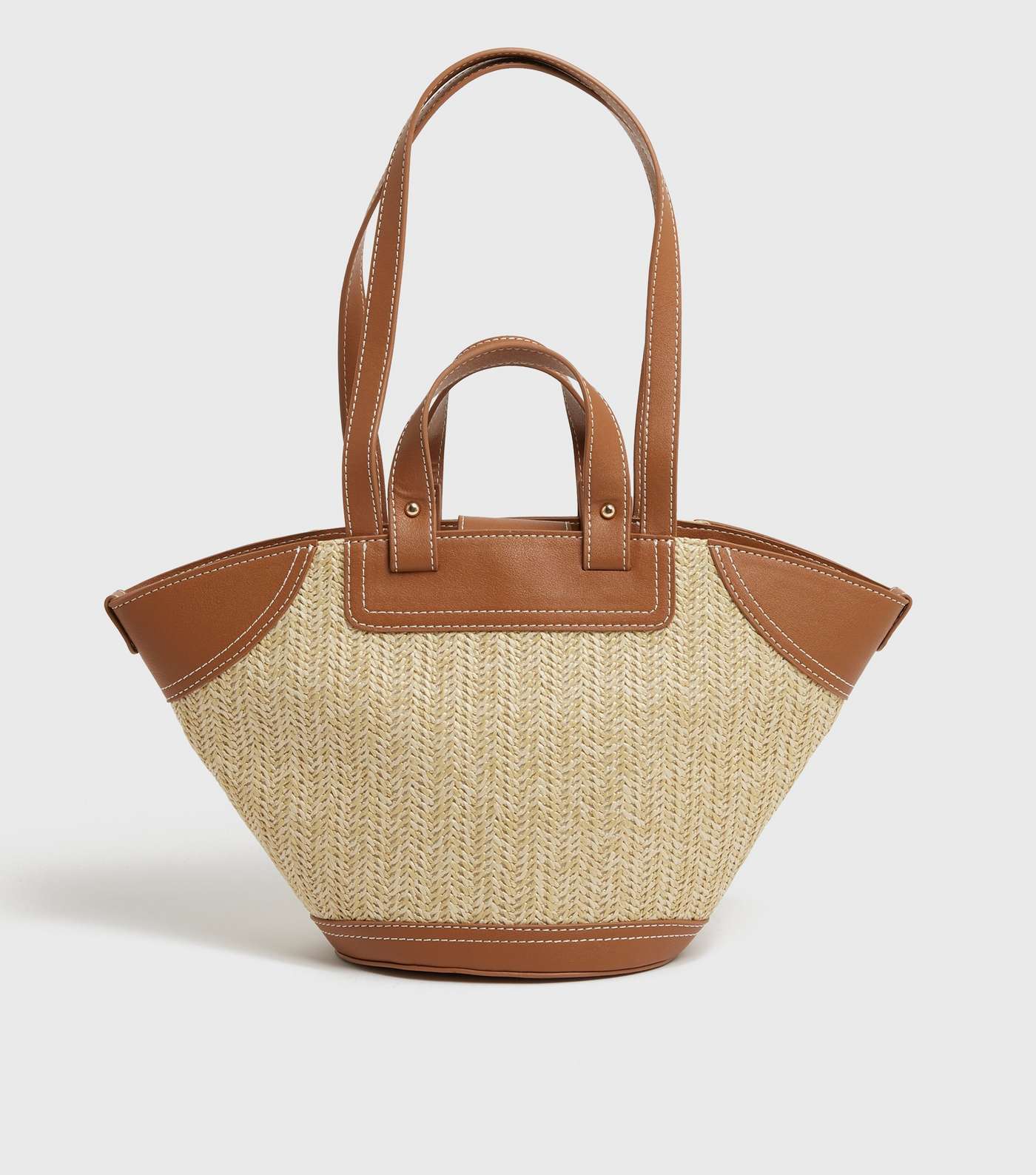 Brown Straw Effect Tote Bag