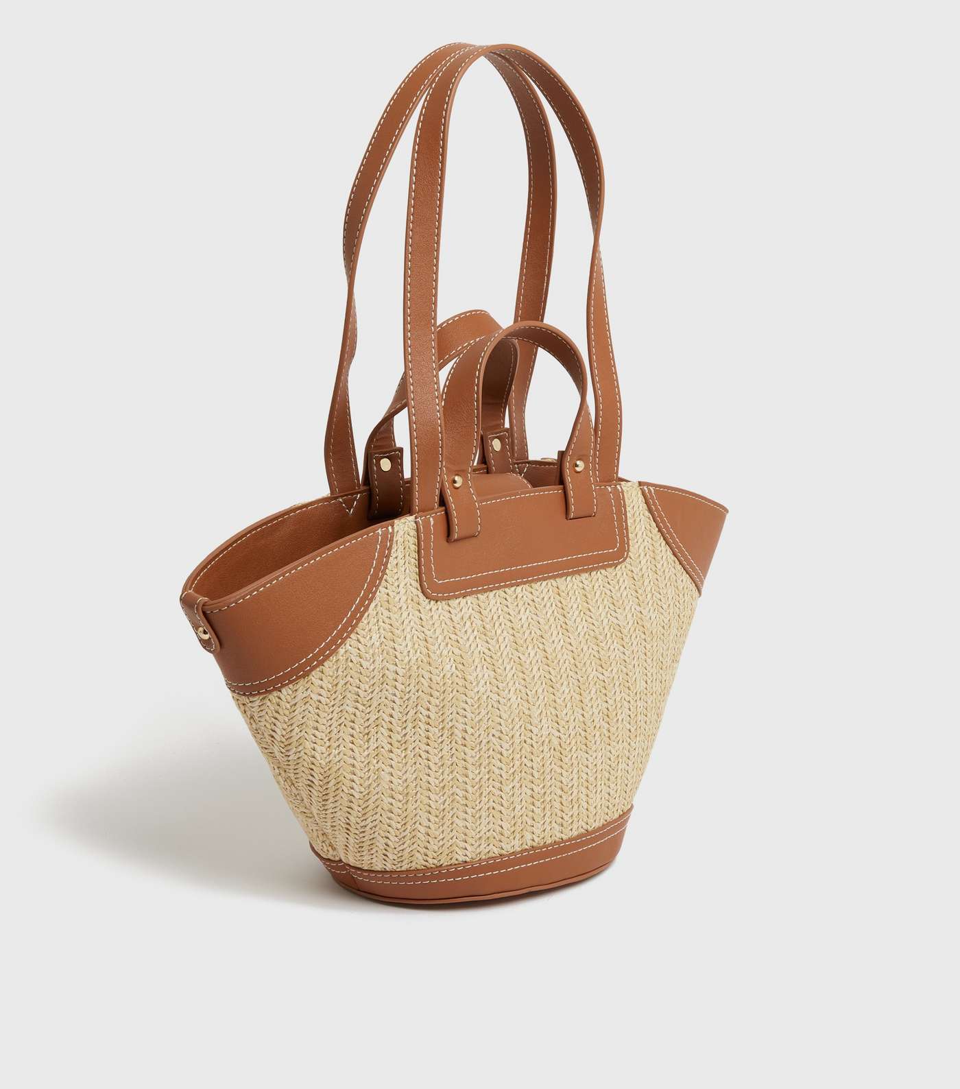 Brown Straw Effect Tote Bag Image 3