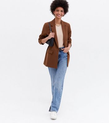 Dark Brown Long Sleeve Oversized Blazer 