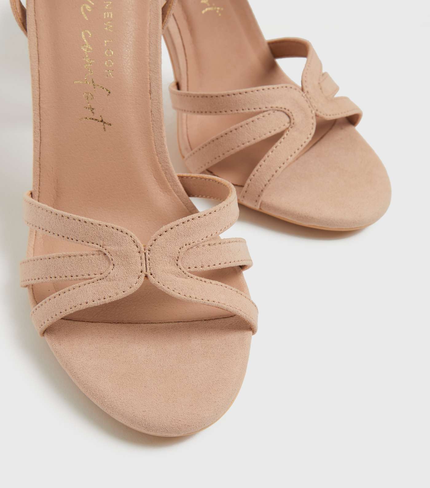 Pale Pink Suedette Caged Stiletto Heel Sandals Image 4