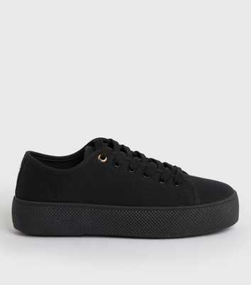 Black Canvas Chunky Lace Up Trainers