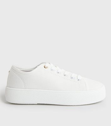 Girls white hot sale canvas trainers