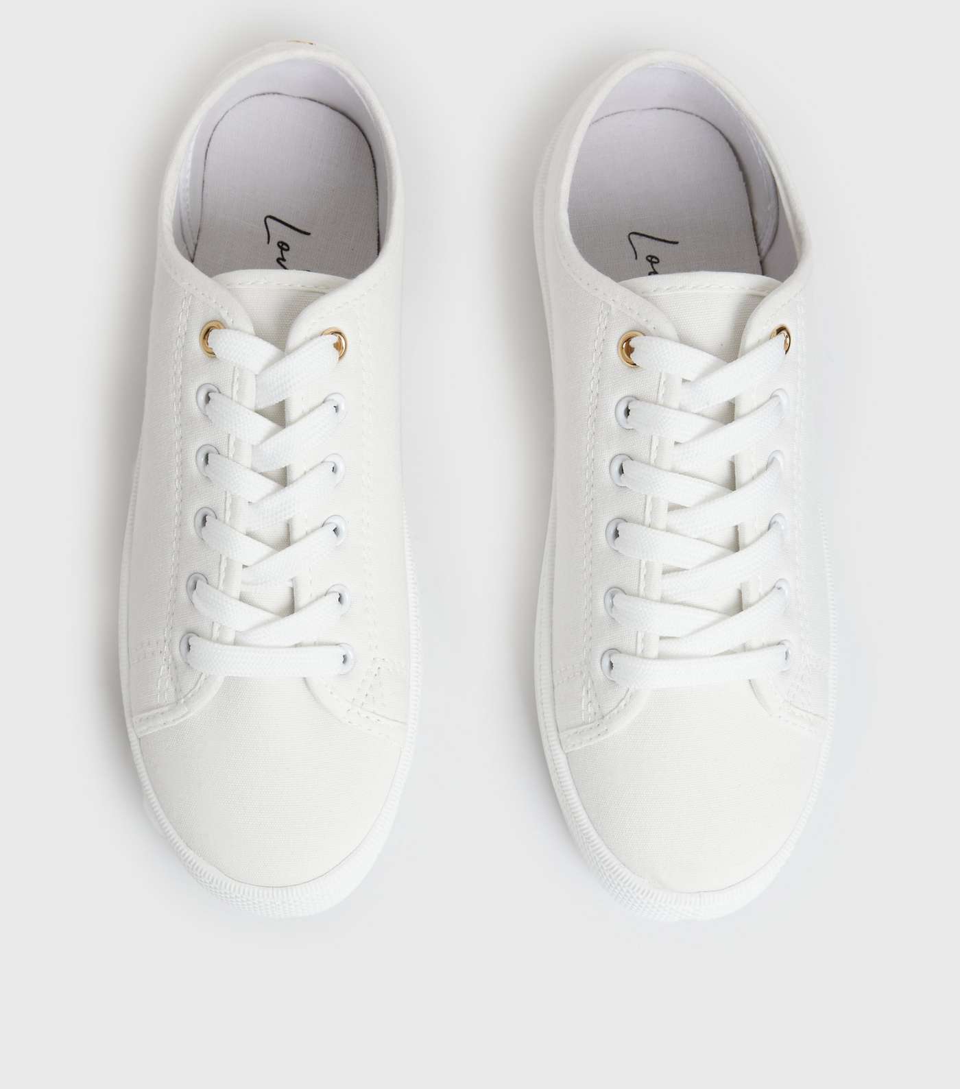 White Canvas Chunky Lace Up Trainers Image 3