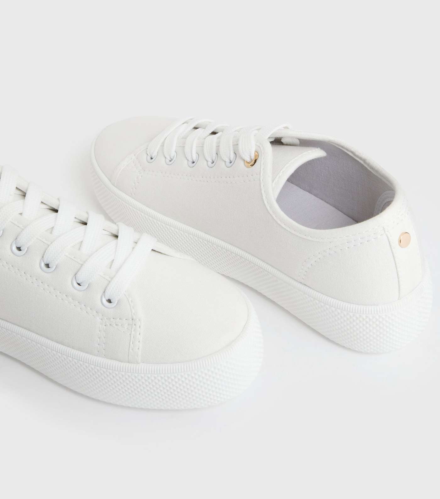 White Canvas Chunky Lace Up Trainers Image 4