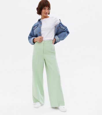 Light Green Pleated High Waist Wide Leg 