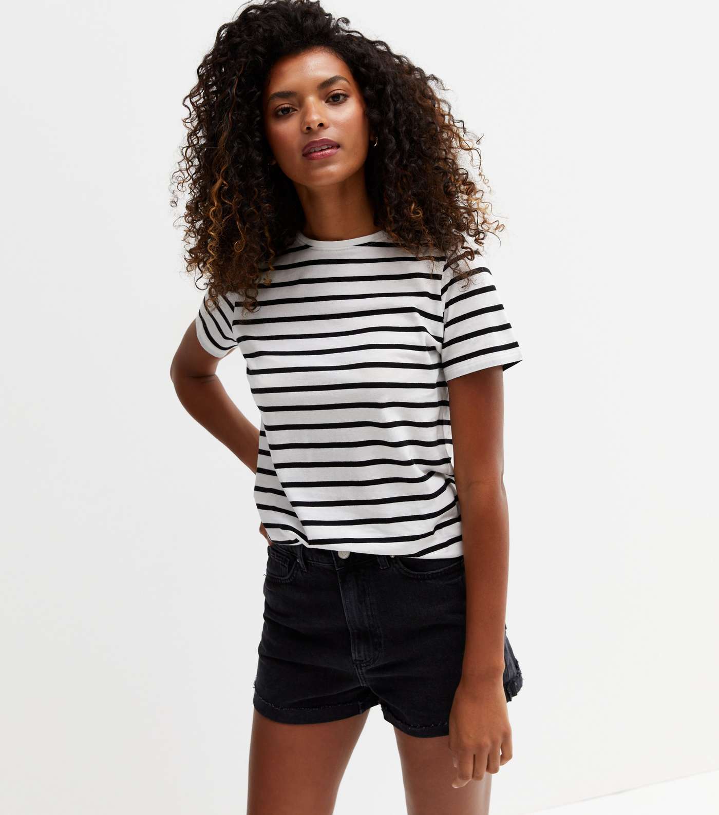 Black Stripe Short Sleeve T-Shirt Image 2
