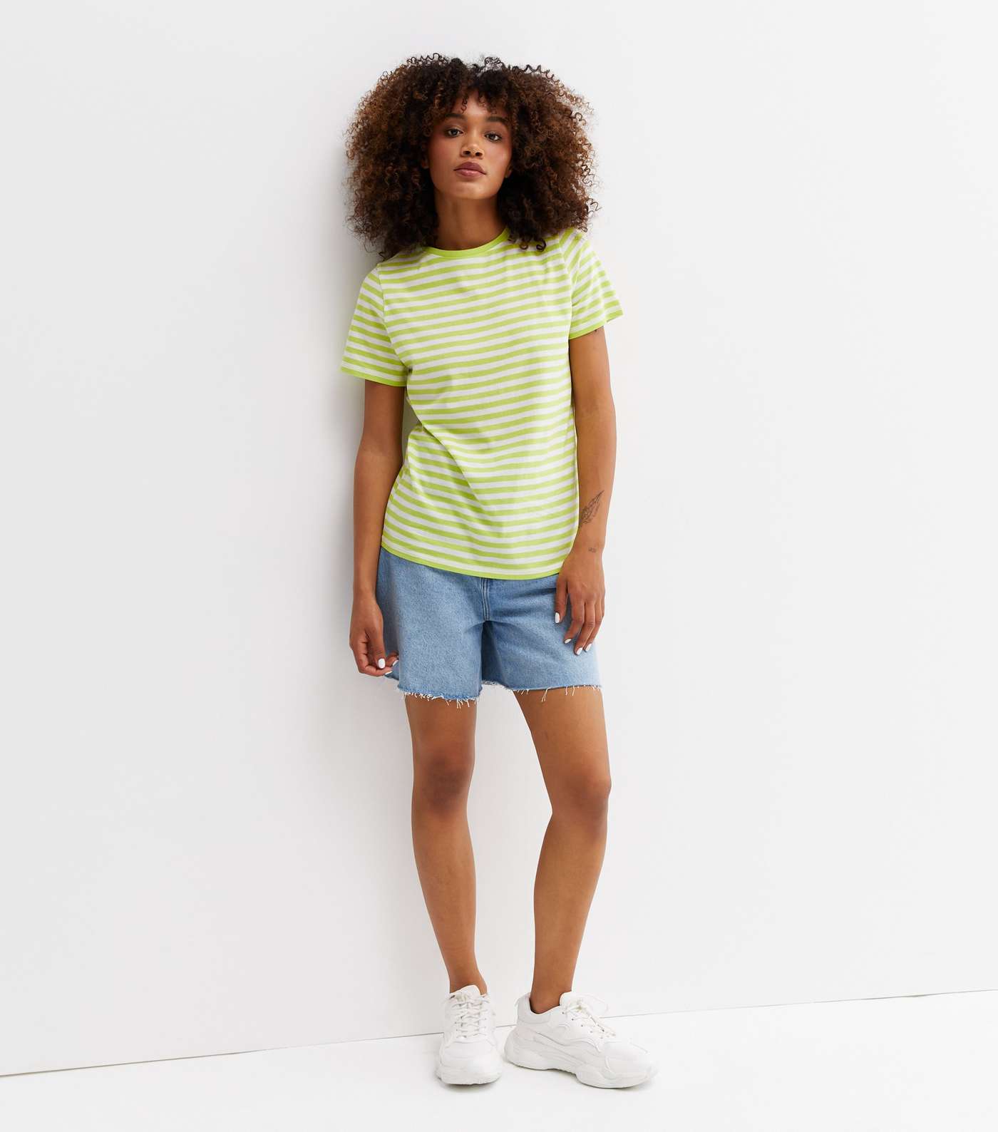 Light Green Stripe Short Sleeve T-Shirt Image 3