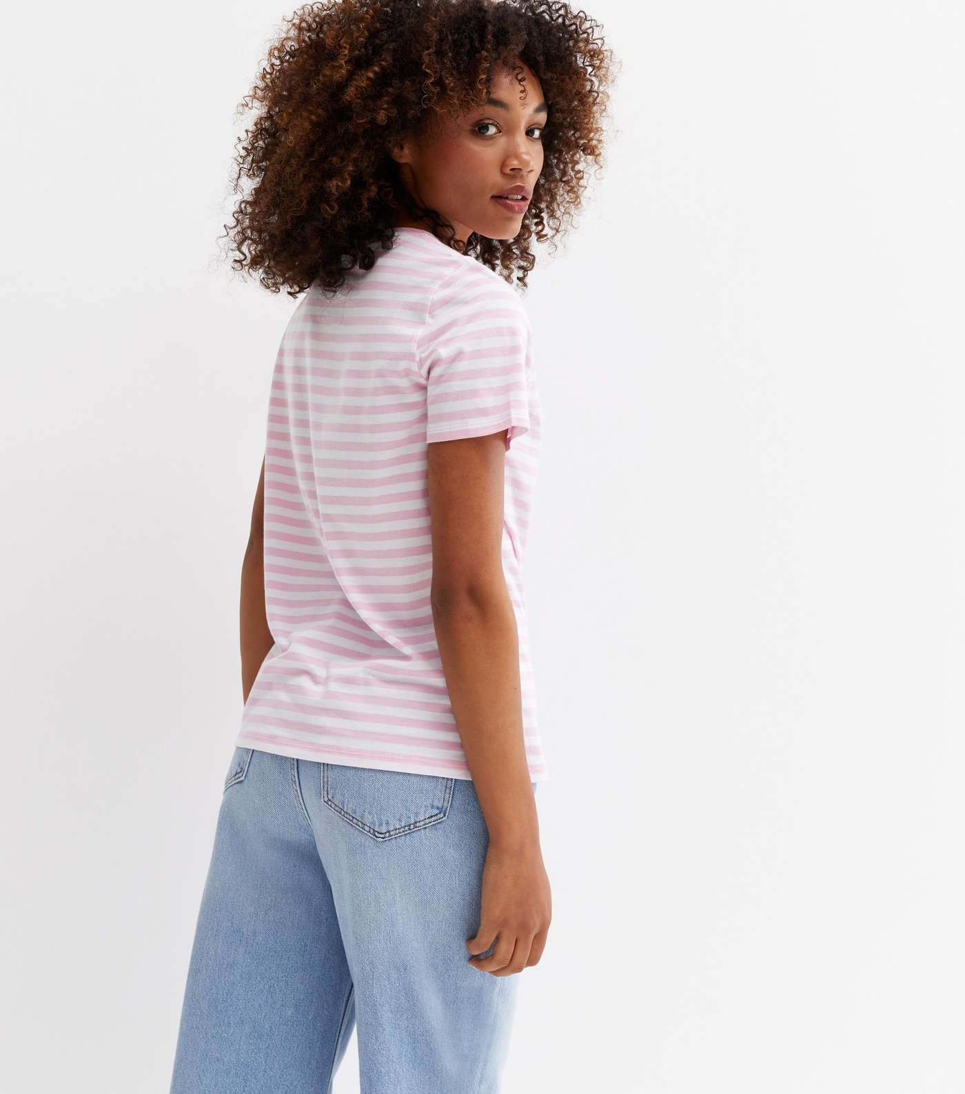 Pink Stripe Short Sleeve T-Shirt Image 4