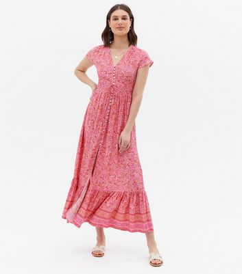 rangriti pink viscose midi dress