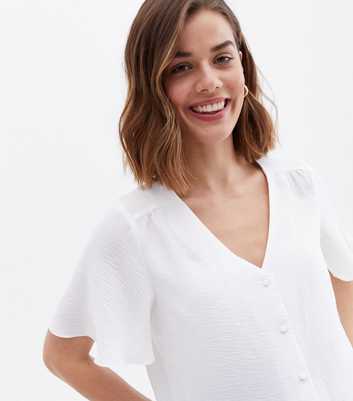 Curves Maternity White Button Crinkle Blouse