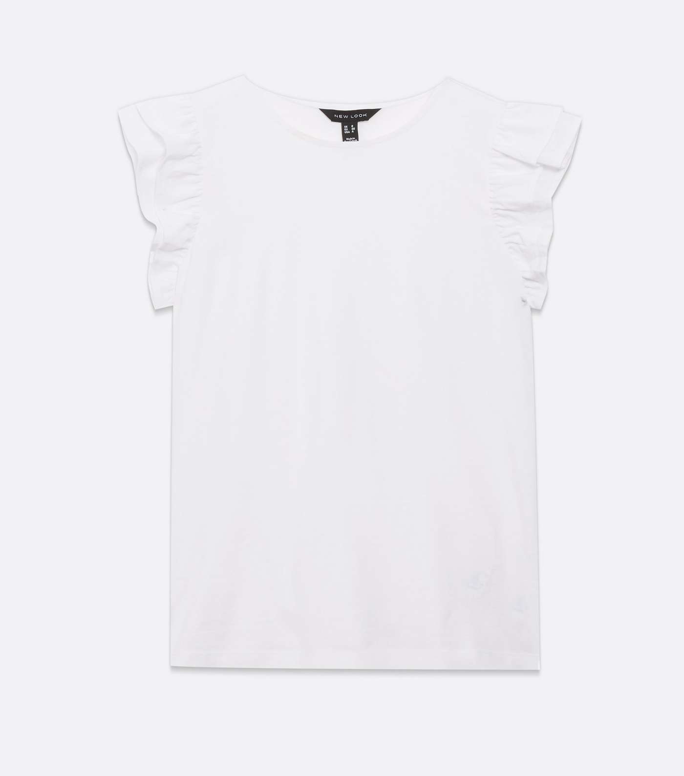 White Frill Sleeve T-Shirt Image 5