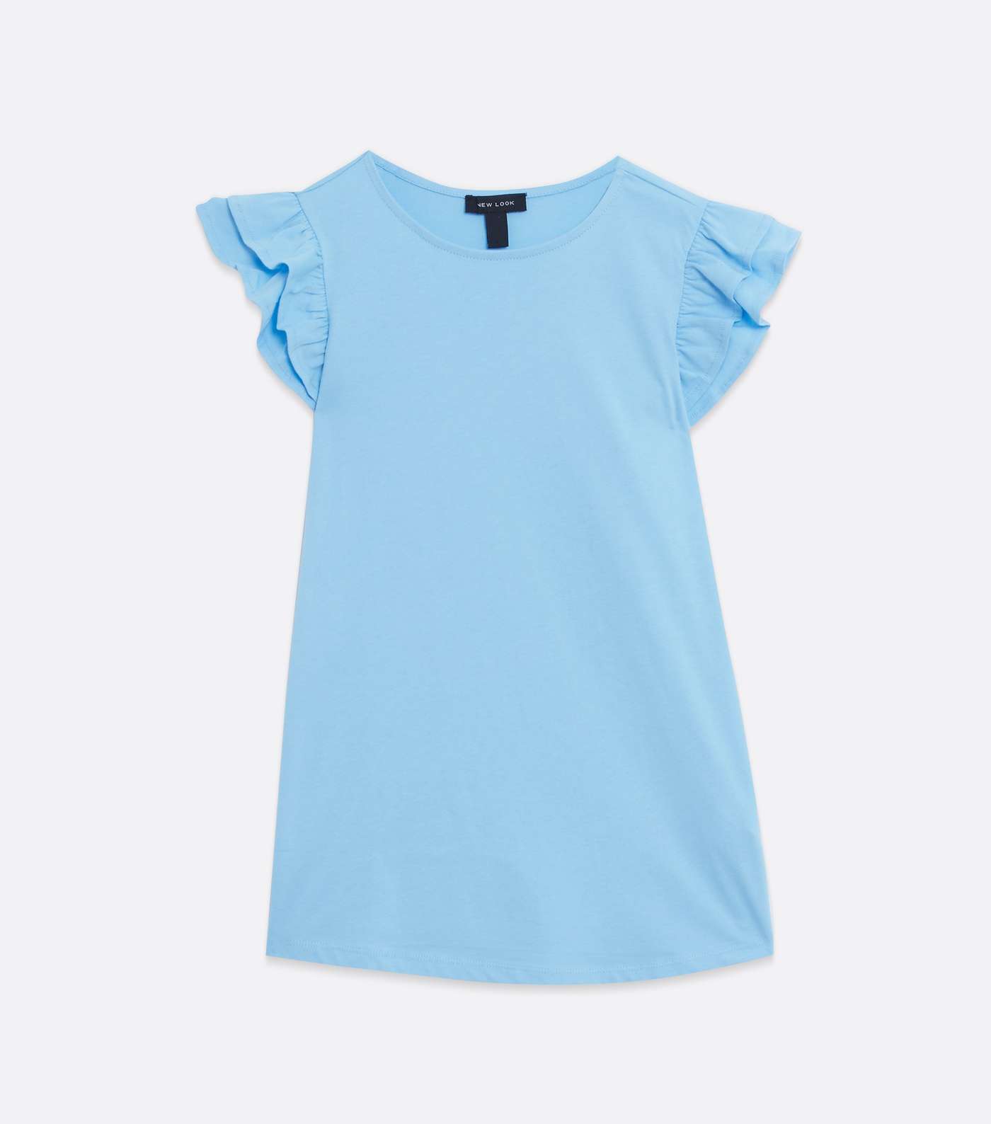 Pale Blue Frill Sleeve T-Shirt Image 5