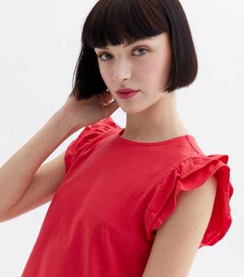 Red Frill Sleeve T-Shirt