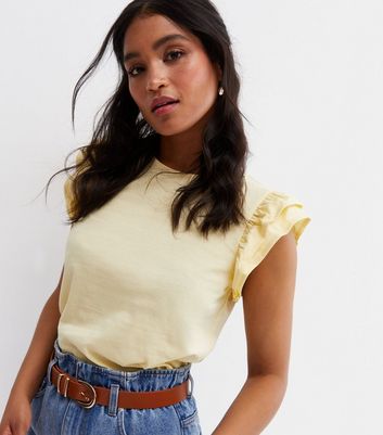 yellow frill sleeve top