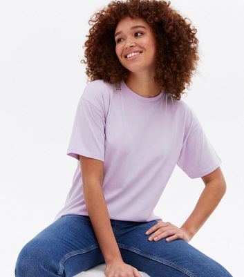 Lilac Crew Neck Oversized T-Shirt | New 