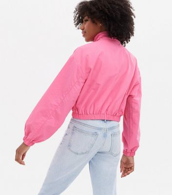 cropped pink bomber jacket