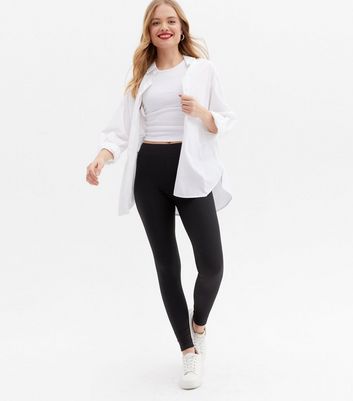 PIECES Black Ribbed High Waist Leggings 