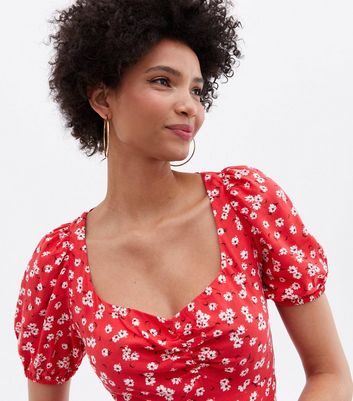 New look red sale floral midi dress