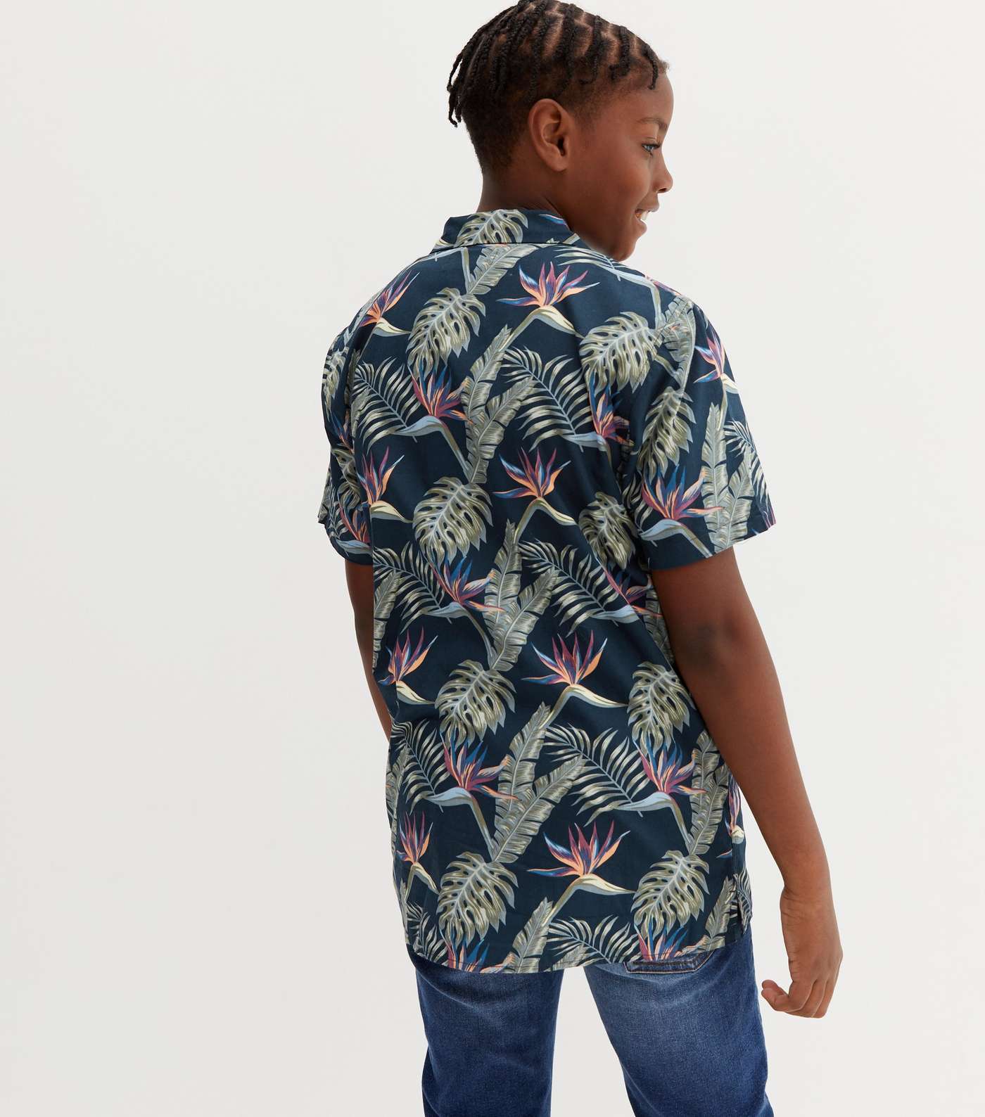 Jack & Jones Junior Teal Tropical Short Sleeve Shirt Image 4