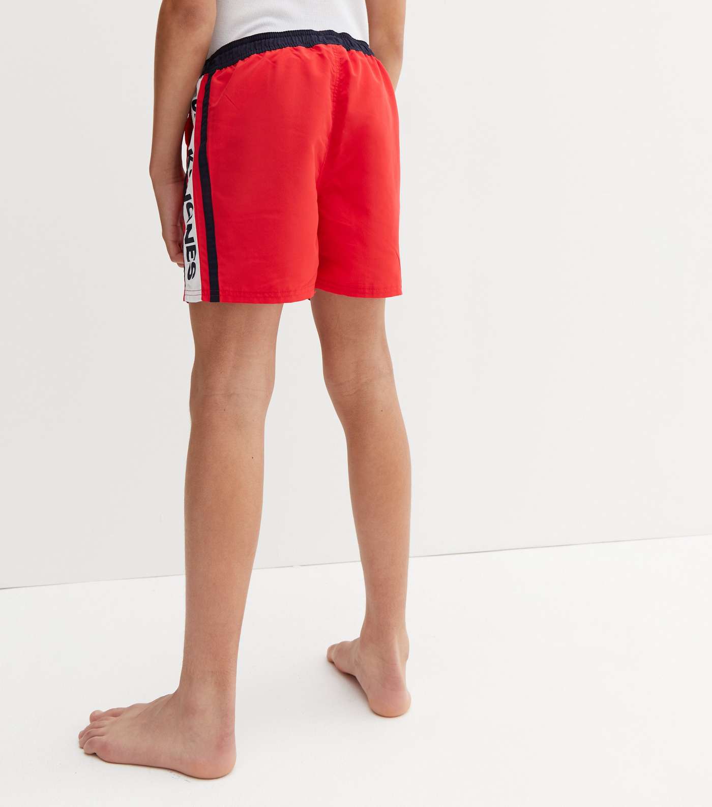 Jack & Jones Junior Red Tape Side Stripe Swim Shorts Image 4
