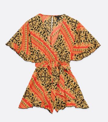 Click to view product details and reviews for Red Chain Crepe Frill Beach Playsuit New Look.