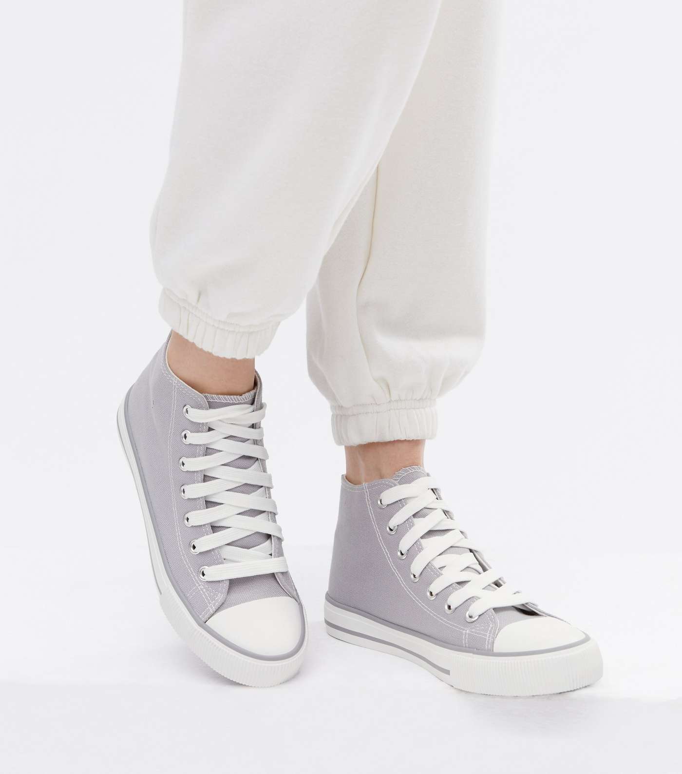 Grey Canvas High Top Trainers Image 2