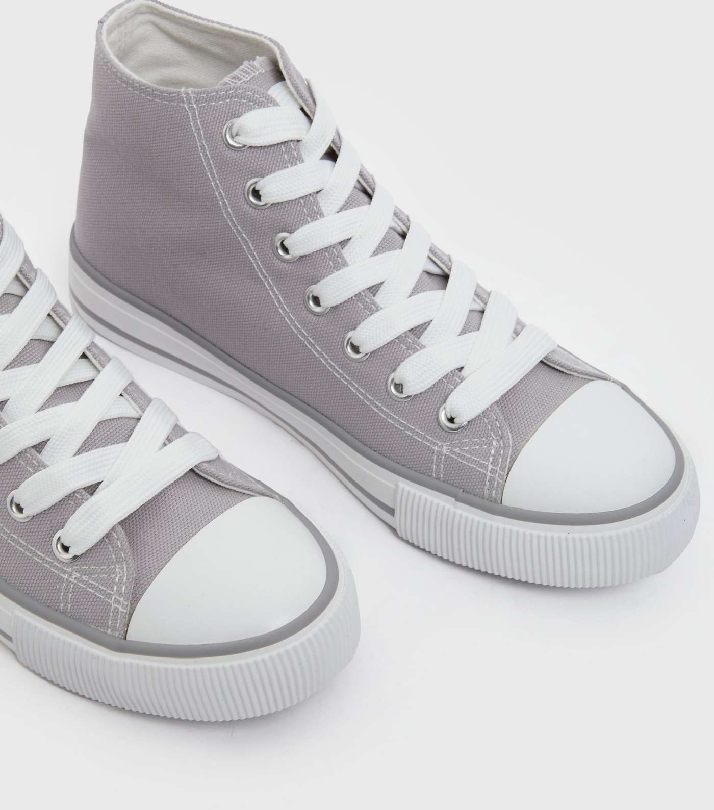 Grey Canvas High Top Trainers Image 4