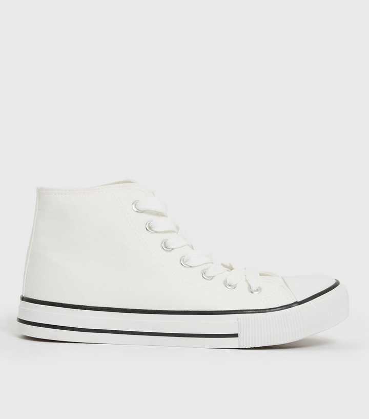 White Canvas High Top Trainers | New Look