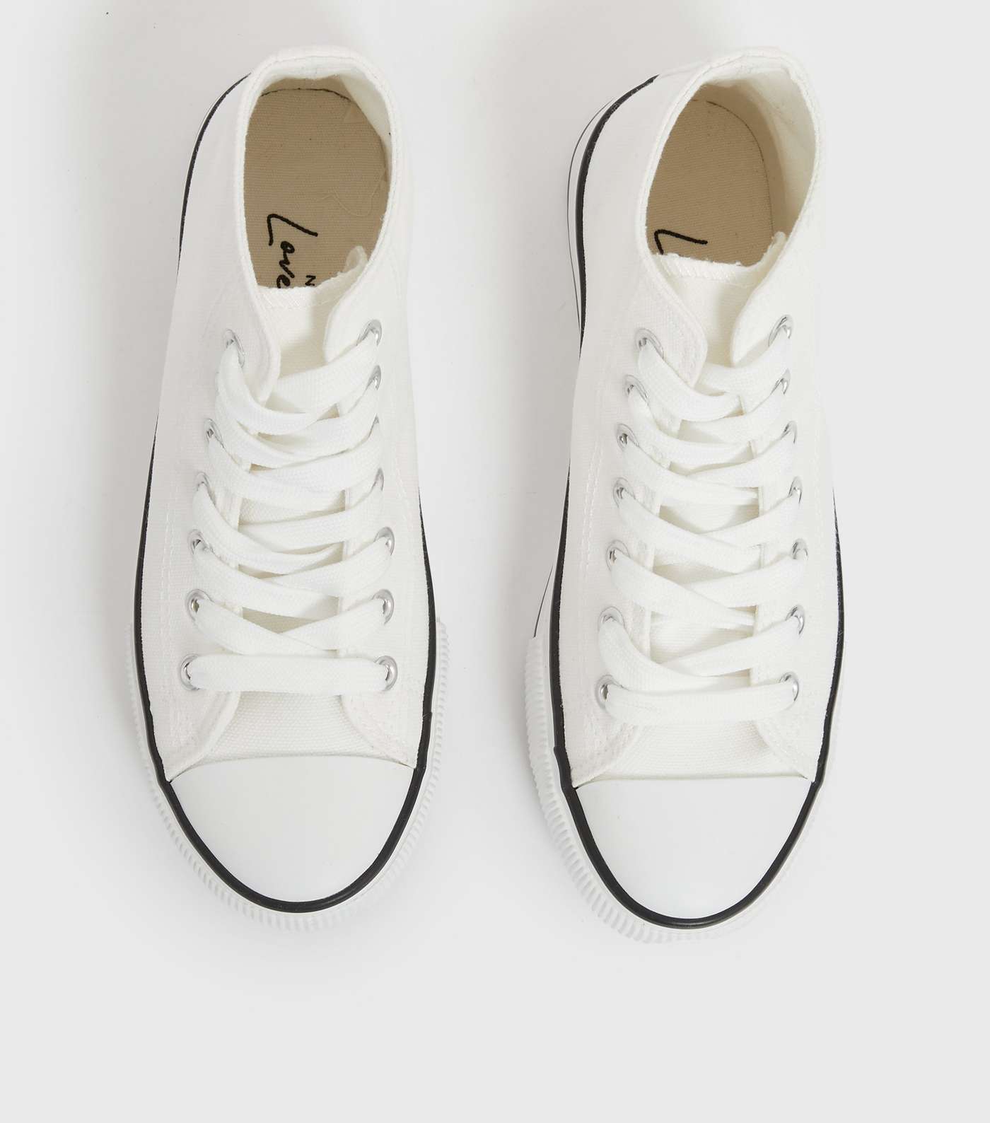 White Canvas High Top Trainers Image 3