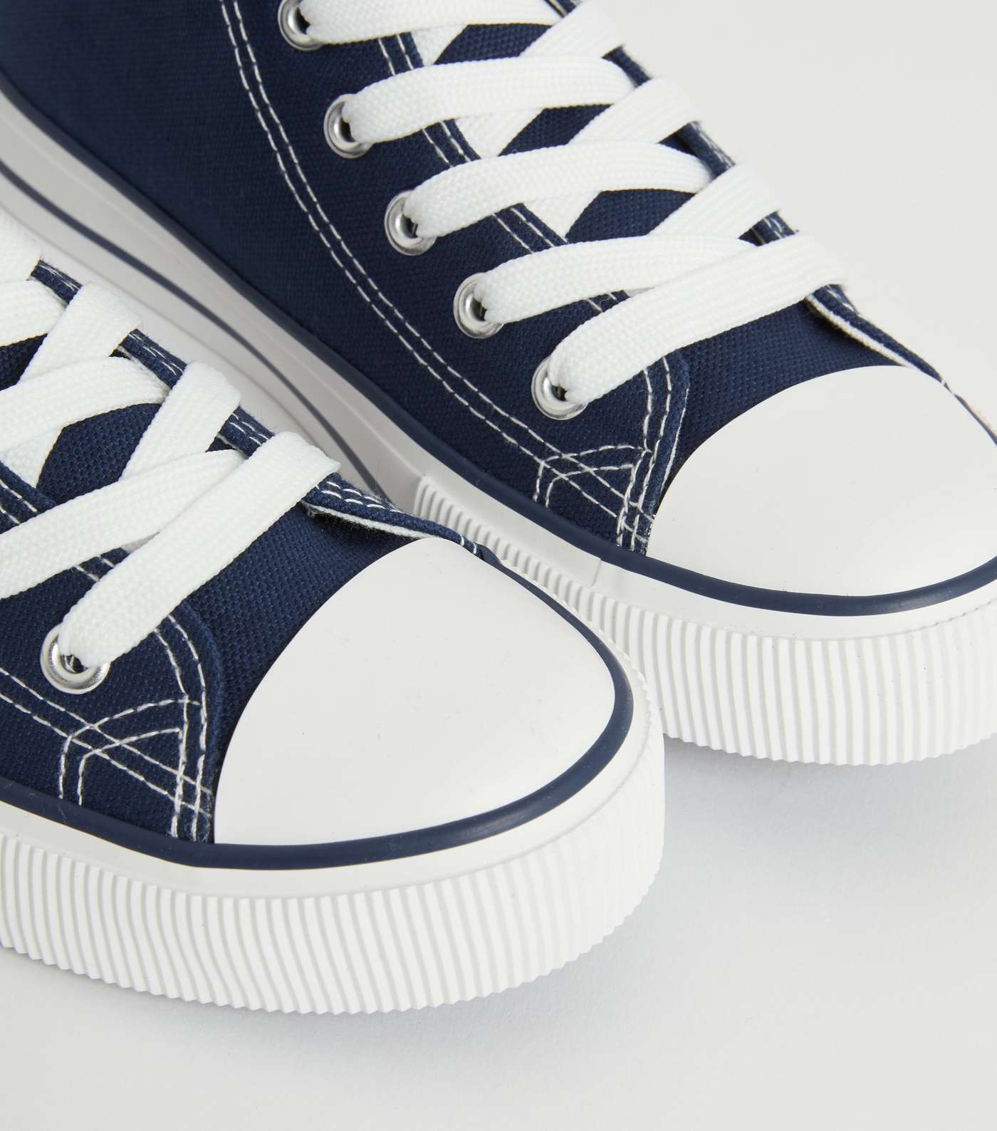 Navy Canvas High Top Trainers Image 4