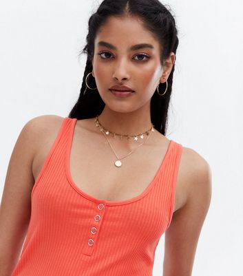 Click to view product details and reviews for Bright Orange Ribbed Popper Vest New Look.